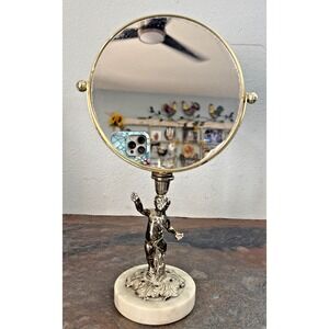 Vintage Cherub Mirror Marble Vanity Angel Italy 12"
